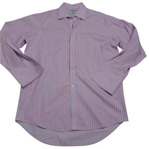 Charles Tyrwhitt Mens‎ Pink Stripe Dress Shirt Non Iron Classic Fit 16 34/35